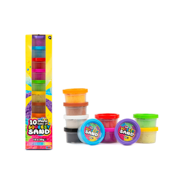 Mini Tubs of Squeezy Kinetic Sand Set | Pack of 10, Assorted Colours