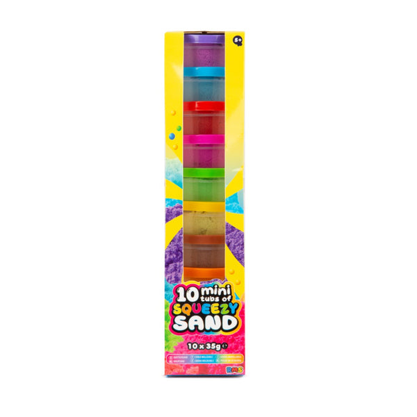Mini Tubs of Squeezy Kinetic Sand Set | Pack of 10, Assorted Colours