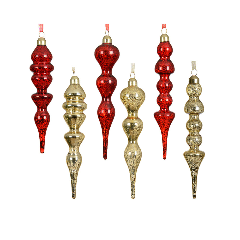 Christmas Antique Speckled Glass Pendant Ornament | 18cm, Assorted Red and Gold