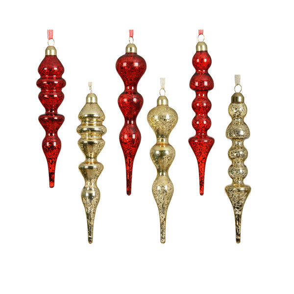 Christmas Antique Speckled Glass Pendant Ornament | 18cm, Assorted Red and Gold