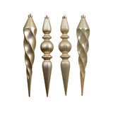Christmas Gold Finial Hanging Pendants | 30cm, Pack of 4, Shatterproof