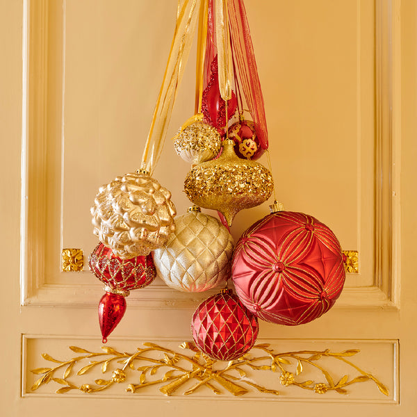 Christmas Vintage Teardrop Pendant Decoration | 12 x 29cm, High-Gloss Finish