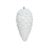 Christmas Large White Glitter Pinecone Ornament | 26cm, Frosted Crystalline Top