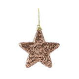 Christmas Rose Gold Foam Star Tree Decoration | Pack of 6, Glitter Finish