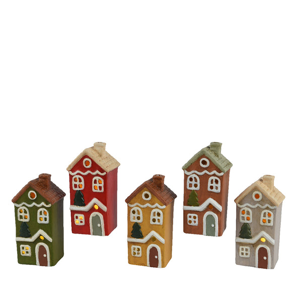 Christmas Terracotta LED House | Battery Operated, H 17.6 cm