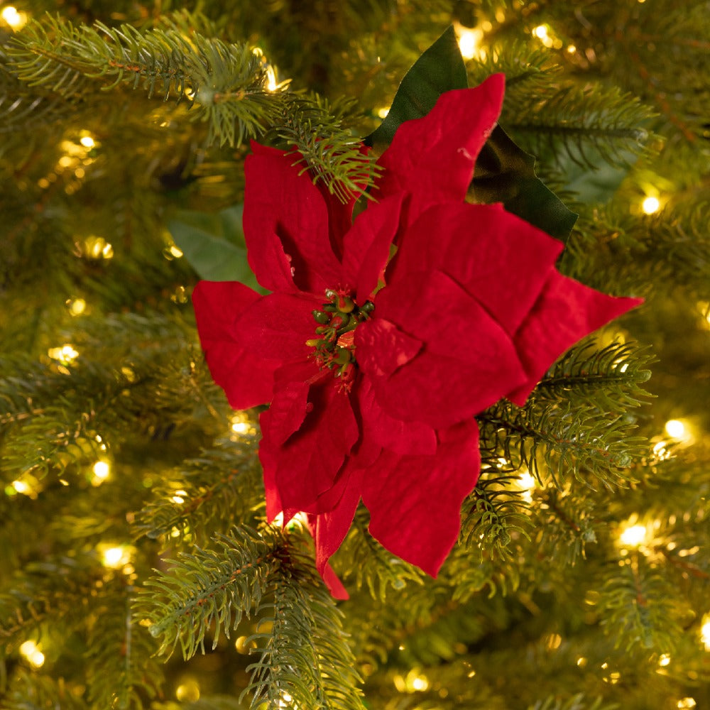 Decoris Red Poinsettia Floral Stem Christmas Decoration | 67cm