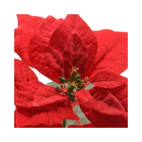Decoris Red Poinsettia Floral Stem Christmas Decoration | 67cm
