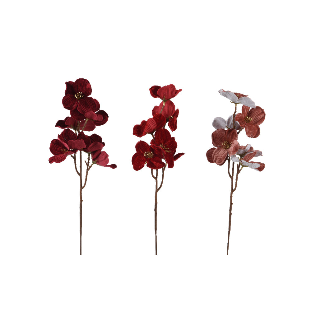 Decoris Lifelike Velvet Flower Spray Stem | 60cm, Assorted Colours