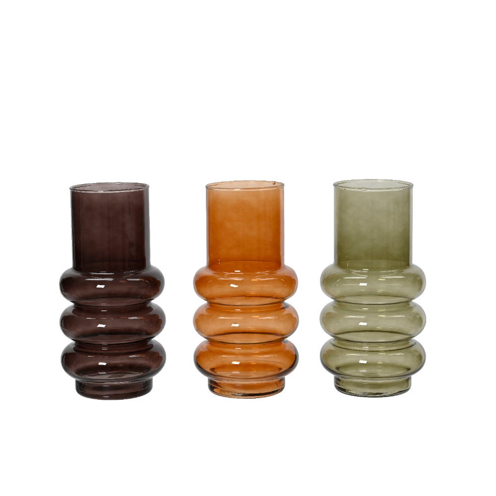 Decoris Chunky Rib Bubble Tinted Glass Vase | 27cm, Assorted Colours