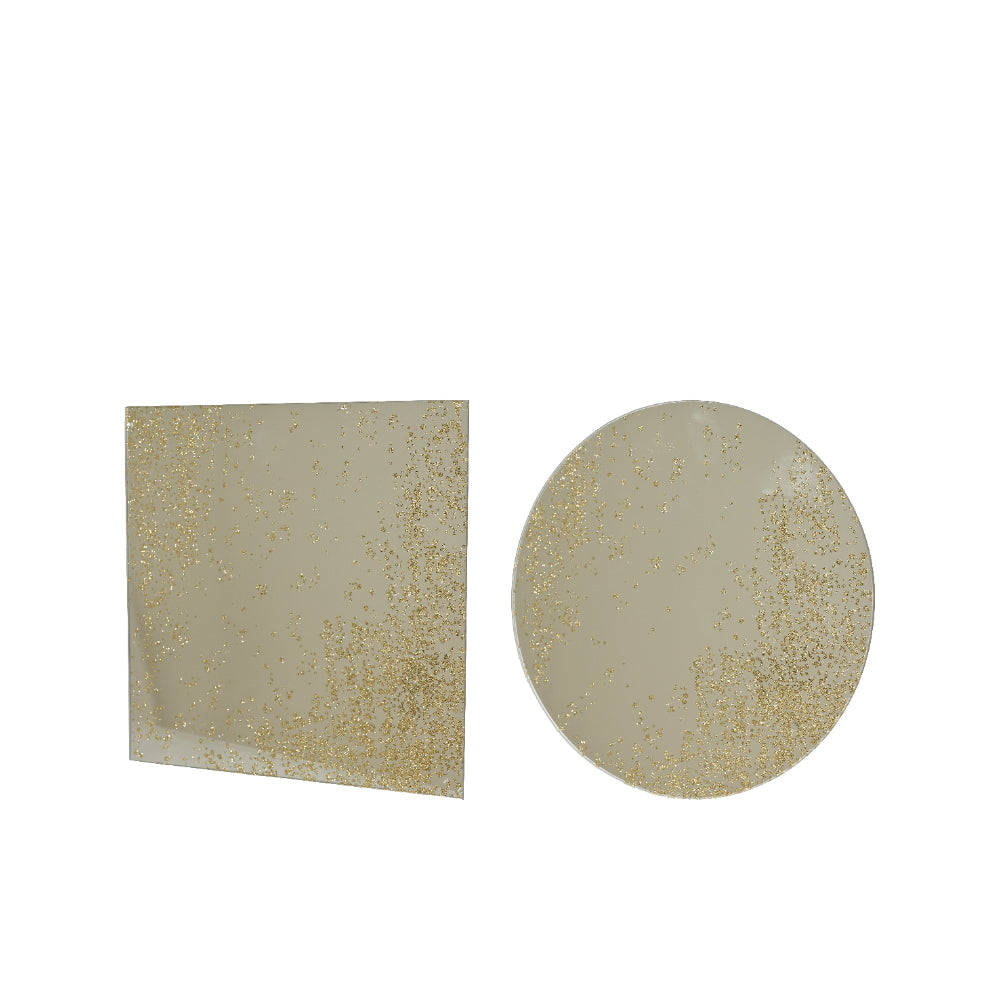 Decoris Gold Speckle Glass Serving Plate | Pack of 2, Assorted Shapes