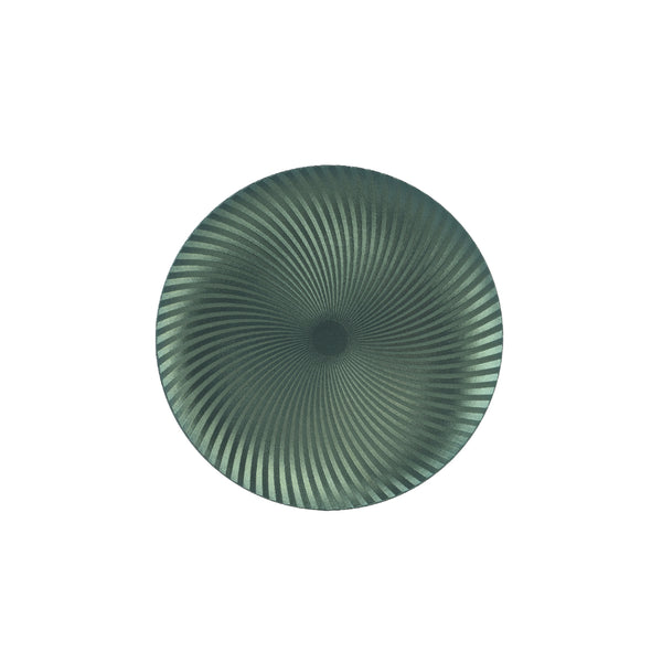 Decoris Green Textured Spiral Metallic Decorative Plate | Round