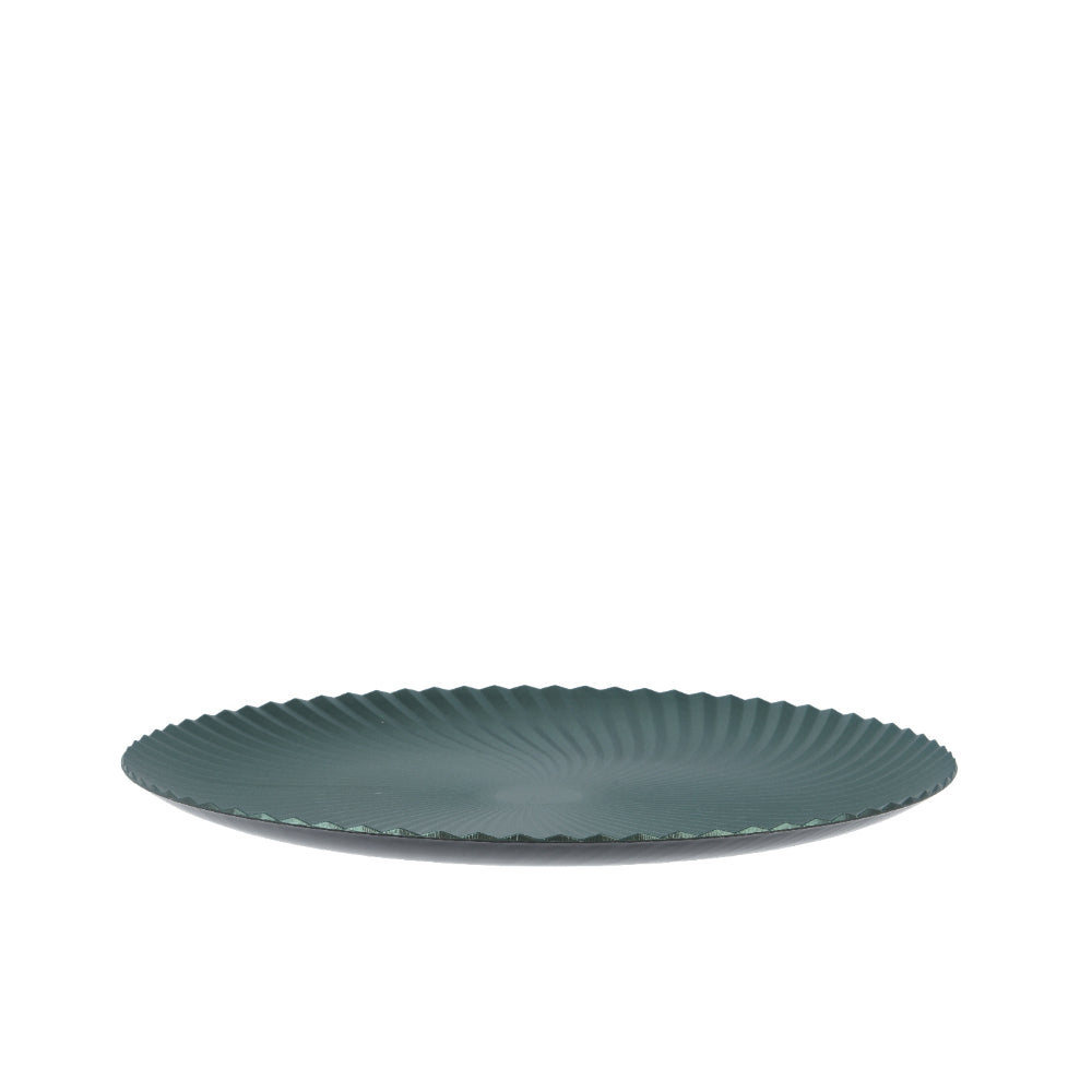 Decoris Green Textured Spiral Metallic Decorative Plate | Round