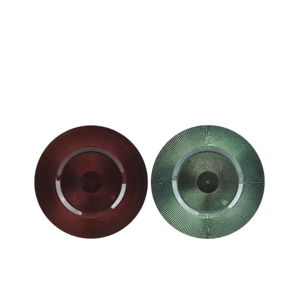 Decoris Metallic Stripe Ribbed Charger Plate | 33cm, Assorted Colours