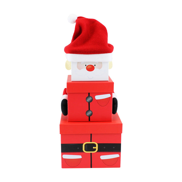 Christmas 3 Piece Plush Santa Stacking Figure Decoration | Tiered Blocks