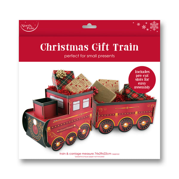 Christmas Festive Gift Train | 2 Carriages, 74 x 29 x 22 cm, Tool-Free Assembly