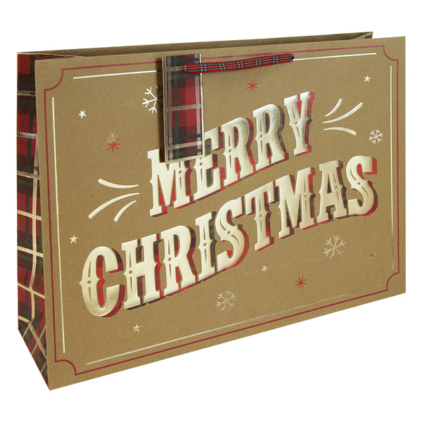 Christmas Merry Christmas Kraft Shopper Bag | XL, Reusable, Assorted Designs