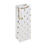 Christmas Gold Embossed Tree Bottle Bag | Gold Foil, Rope Handles, Gift Tag