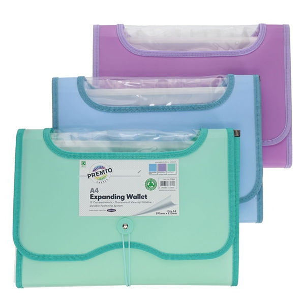Premto Pastel A4 13-Pocket Expanding File for Document Storage