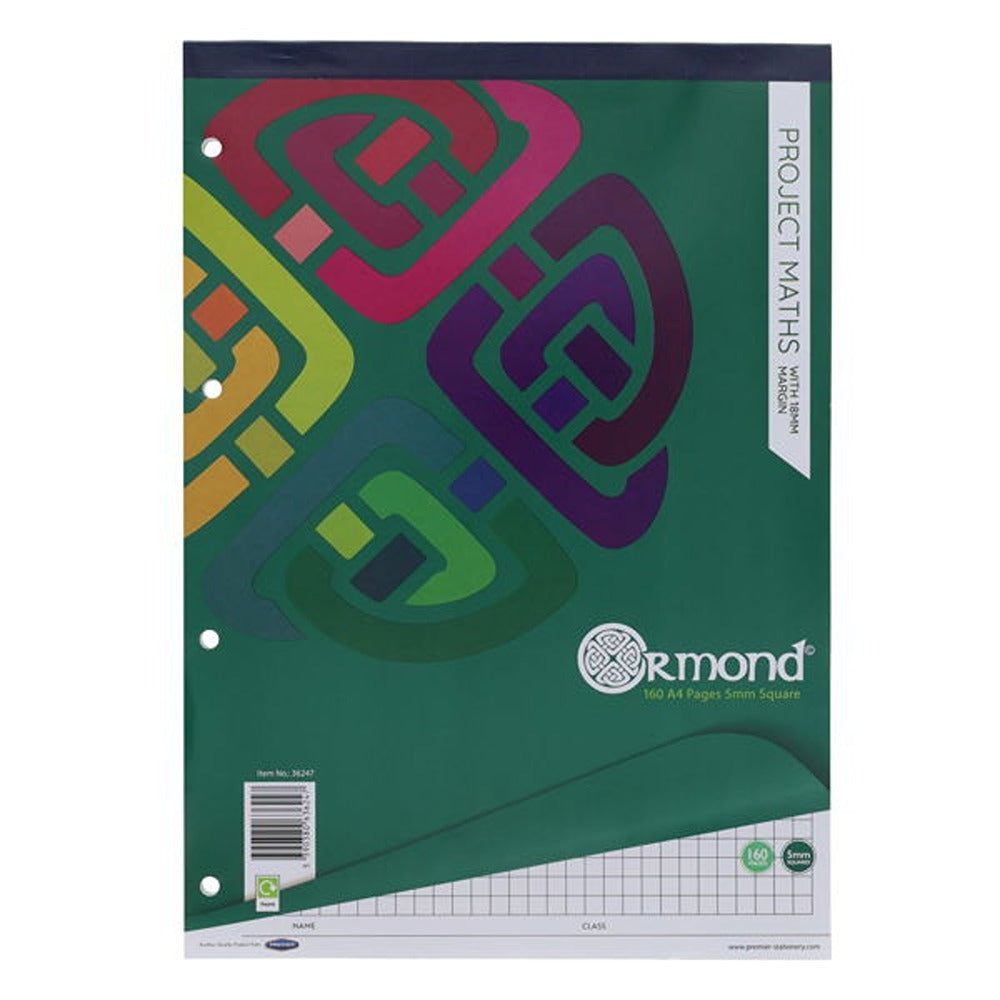 Ormond A4 160-Page Project Maths Refill Pad with 5mm Square Grid