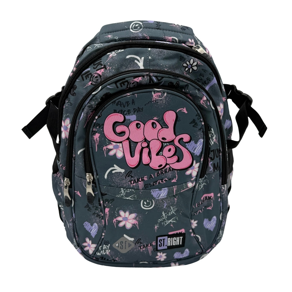 St. Right Good Vibes Backpack - 17 Inch - Durable Fabric