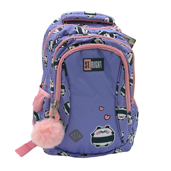 St. Right Happy Panda Backpack | Pastel Purple, 15''