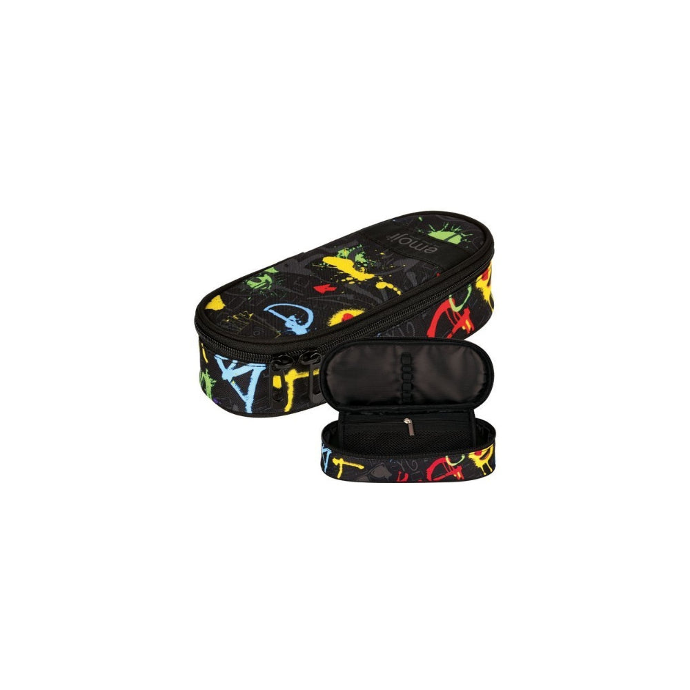 St. Right Emoji Pencil Case | Multi-Compartment, Graffiti Print