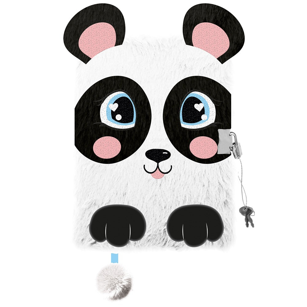 My Little Friends Happy Panda Fluffy Notebook | 21" with Lock and Key