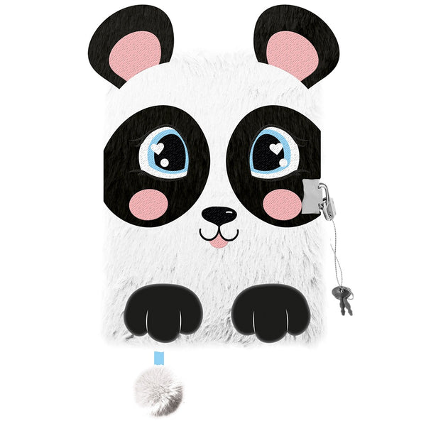 My Little Friends Happy Panda Fluffy Notebook | 21" with Lock and Key