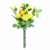 Yellow Rose Long Stem Artificial Flower Bunch | 52cm, Green Foliage