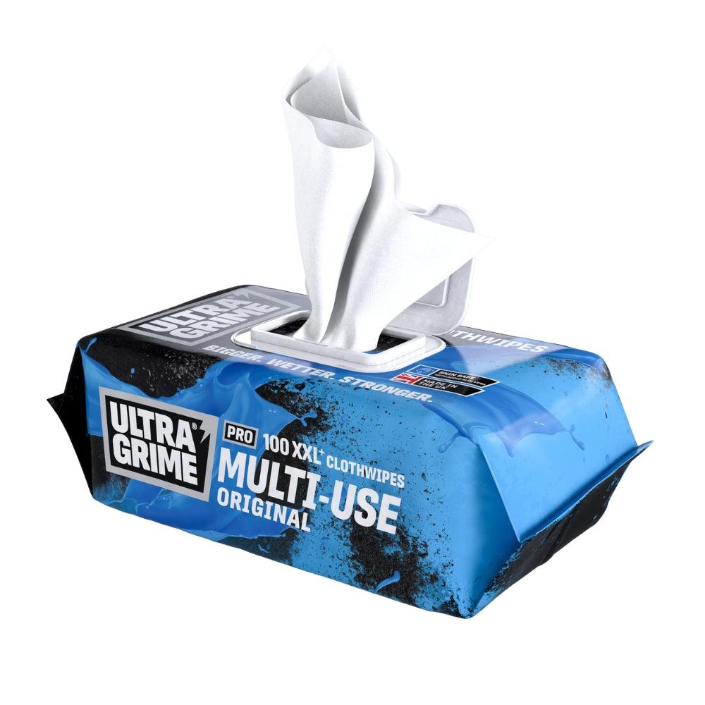 Ultragrime XXL Pro Multiuse Cloth Wipes | Pack of 100 | Bigger, Wetter, Stronger