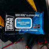 Ultragrime XXL Pro Multiuse Cloth Wipes | Pack of 100 | Bigger, Wetter, Stronger
