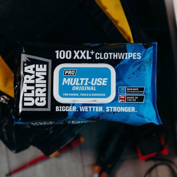 Ultragrime XXL Pro Multiuse Cloth Wipes | Pack of 100 | Bigger, Wetter, Stronger