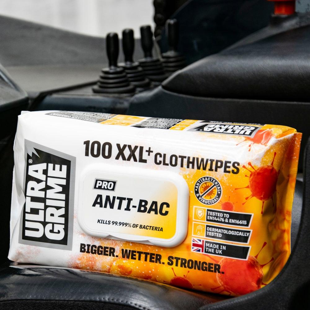 Ultragrime Extra-Large Antibacterial Clothwipes | XXL Pro Antibac Pack of 100