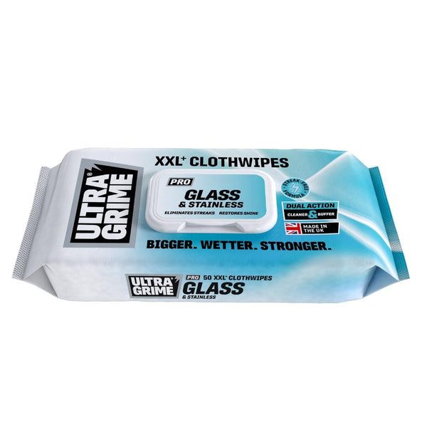 Ultragrime Pro XXL Clothwipes for Glass and Stainless Steel | Pack of  50