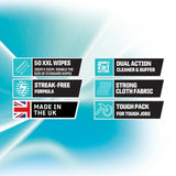 Ultragrime Pro XXL Clothwipes for Glass and Stainless Steel | Pack of  50