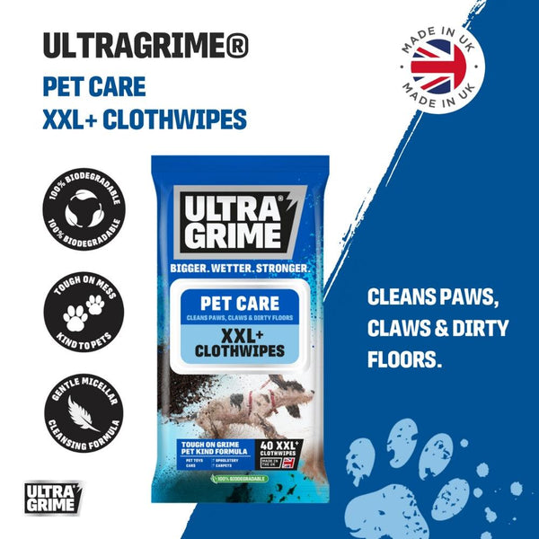 Ultragrime XXL+ Eco-Friendly Pet Care Clothwipes | Pack of 40