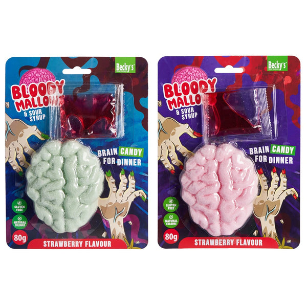 Halloween Brain-Shaped Strawberry Marshmallow | 80 g, Sour Syrup, Gluten Free