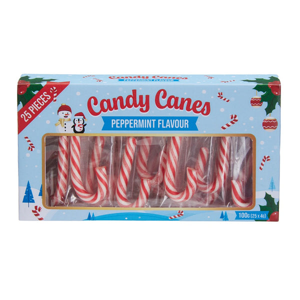 Christmas Mini Peppermint Candy Canes | Pack of 25, 100 g, Individually Wrapped