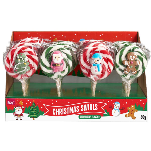 Christmas Swirl Lollipops | 80 g, Strawberry Flavour, Festive Toppers