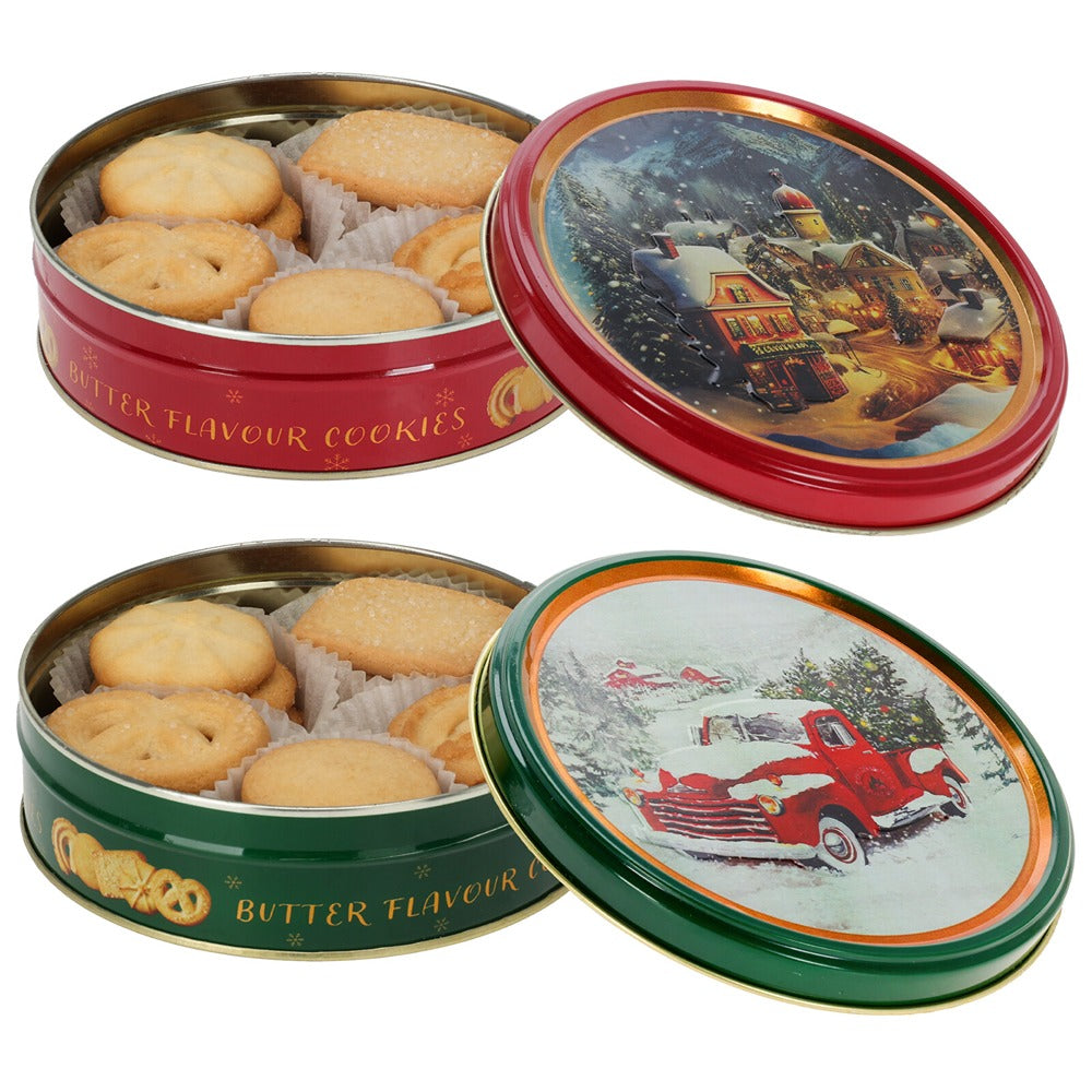 Christmas Assorted Butter Cookies Tin | 114 g, Resealable Lid
