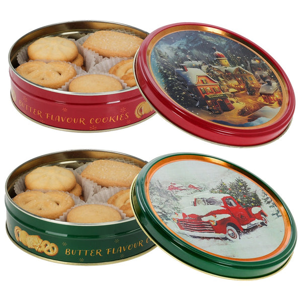 Christmas Assorted Butter Cookies Tin | 114 g, Resealable Lid