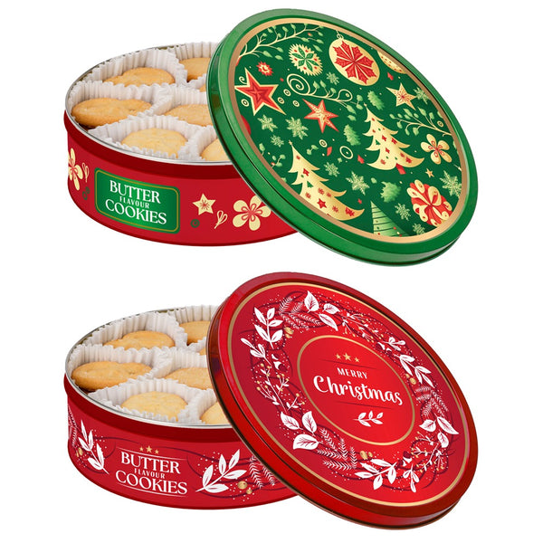 Christmas Butter Flavour Cookies Gift Tin | 340 g, Resealable Lid