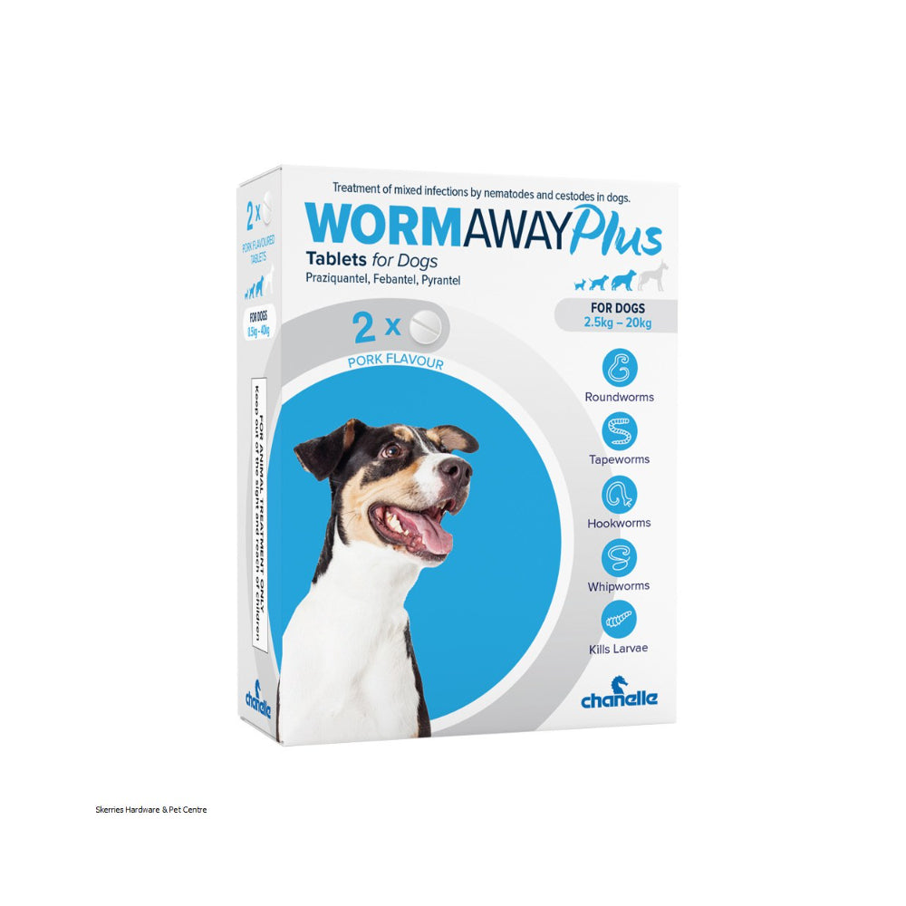 Wormaway Plus Dog Worming Tablets | Pack of 2, 2.5kg to 20kg