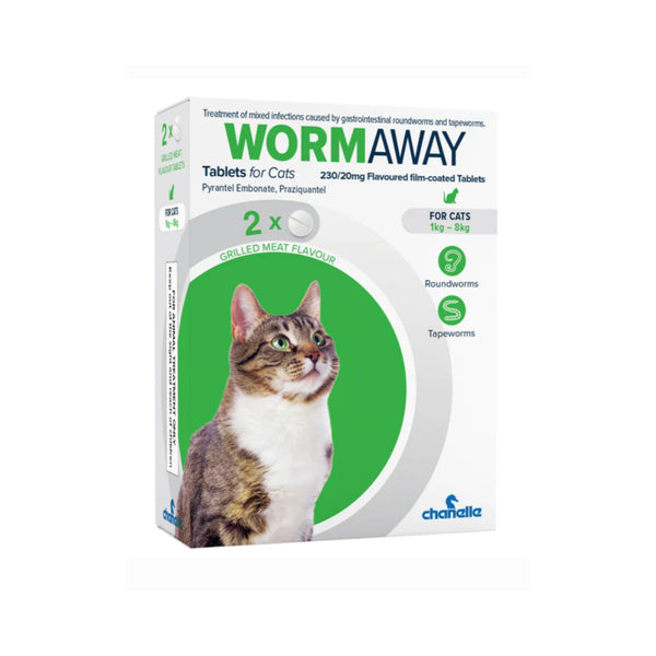 Wormaway Cat Worming Tablets | Pack of 2, Roundworm and Tapeworm