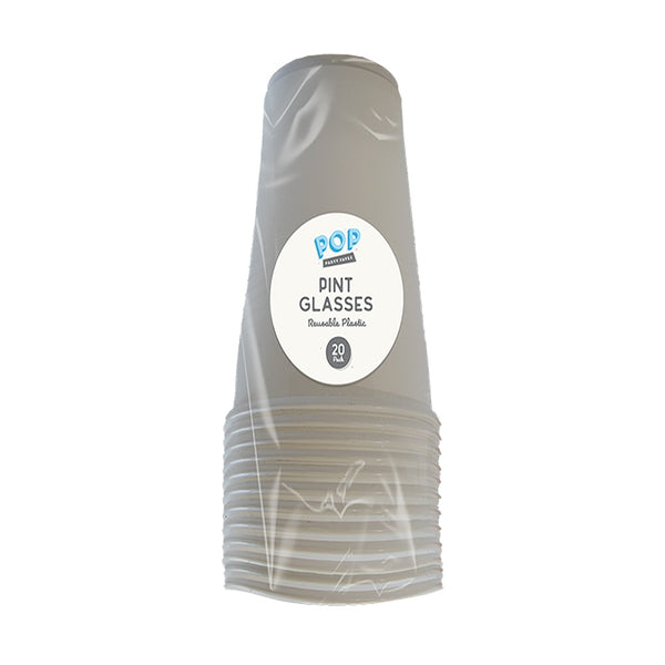 POP Reusable Plastic Pint Glasses | 20pk