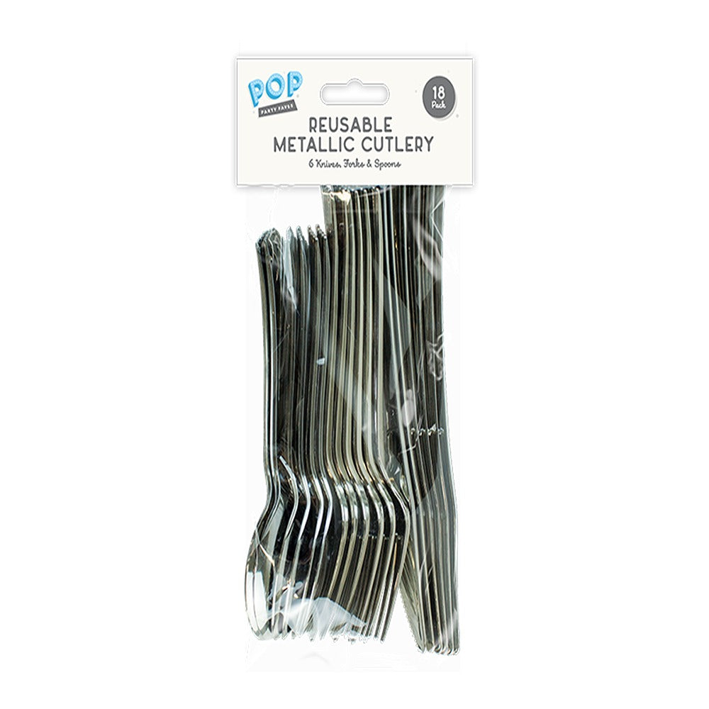 Pop Metallic Finish Cutlery Set | 18 Pieces 