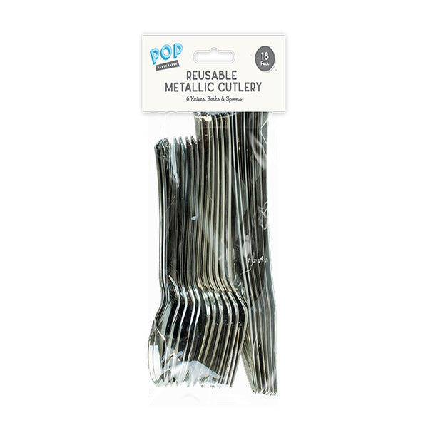 Pop Metallic Finish Cutlery Set | 18 Pieces 