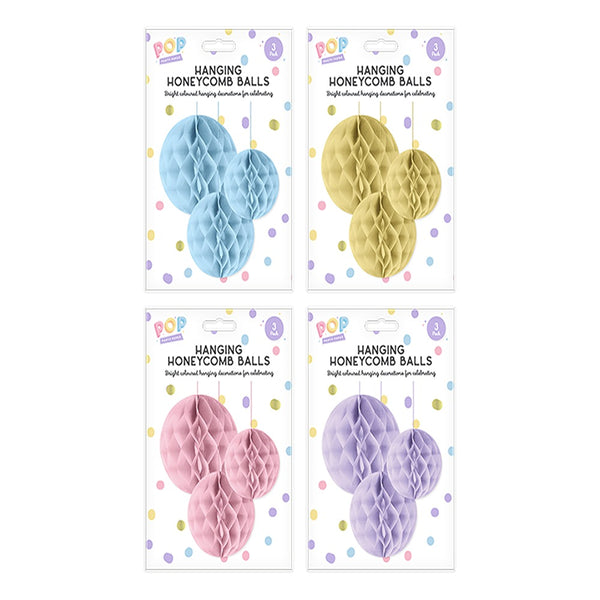 pop Pastel Honeycomb Hanging Decorations | 3pk