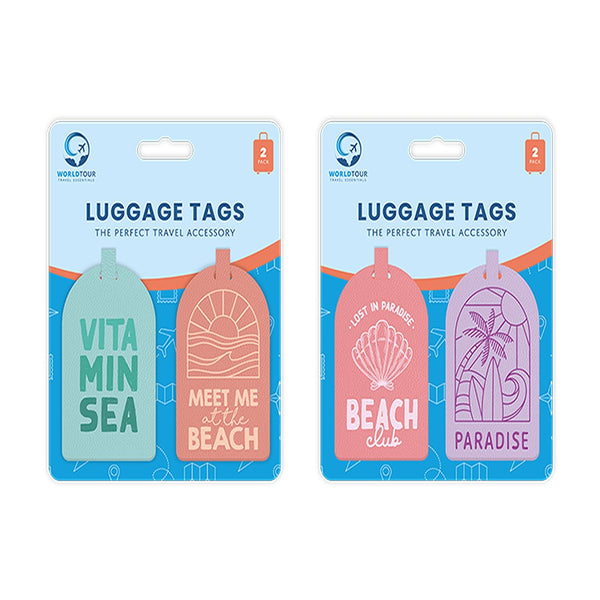 World Tour Trend PU Leather Luggage Tags | 2pk