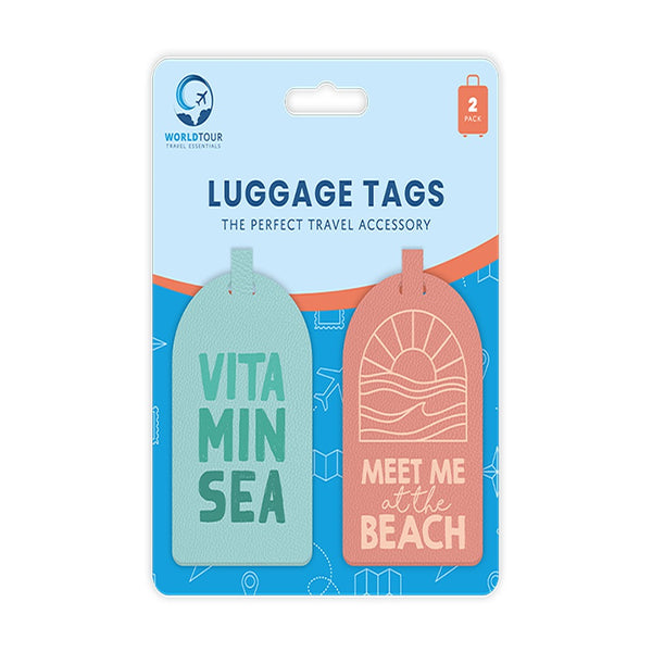 World Tour Trend PU Leather Luggage Tags | 2pk